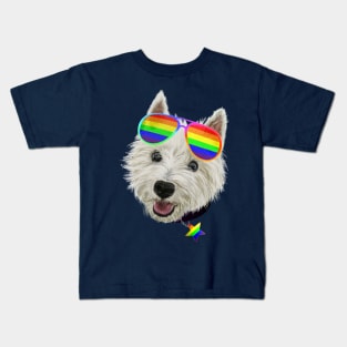 Gay Pride Westie LGBT Dog Sunglasses Kids T-Shirt